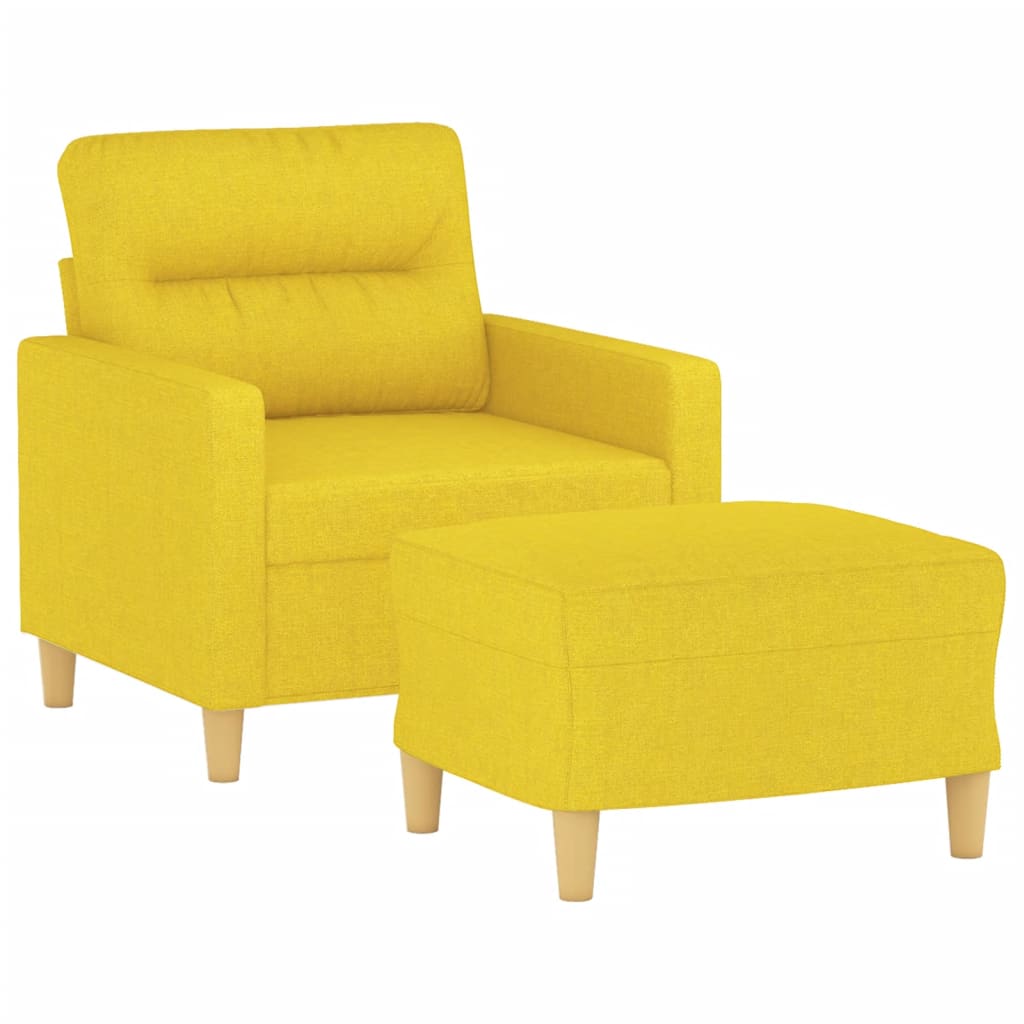 Armchair with footrest 60 cm light yellow fabric