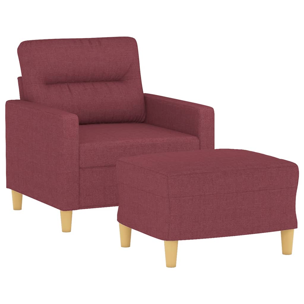 Poltrona com apoio de pés 60 cm tecido vermelho tinto