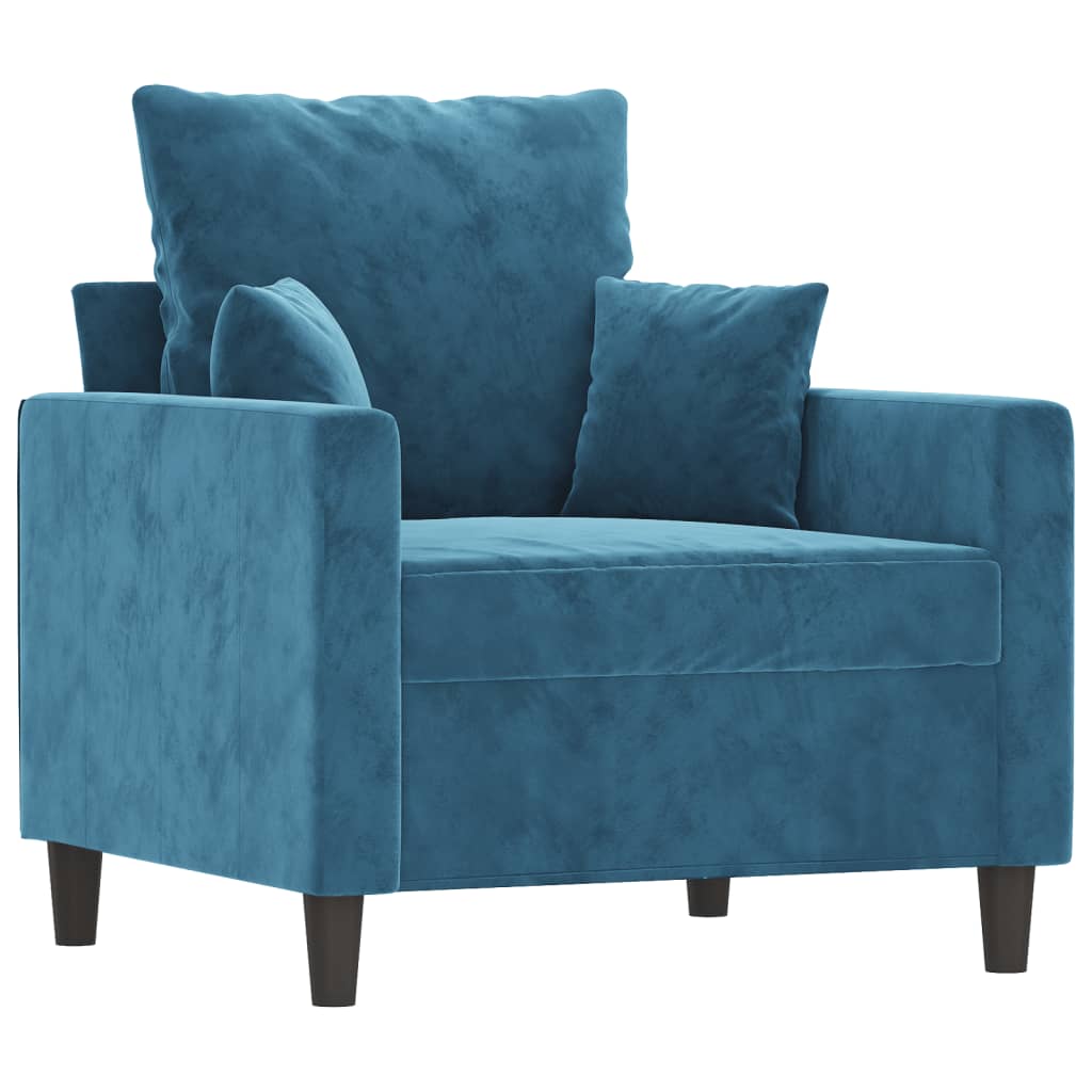 Poltrona com apoio de pés 60 cm veludo azul