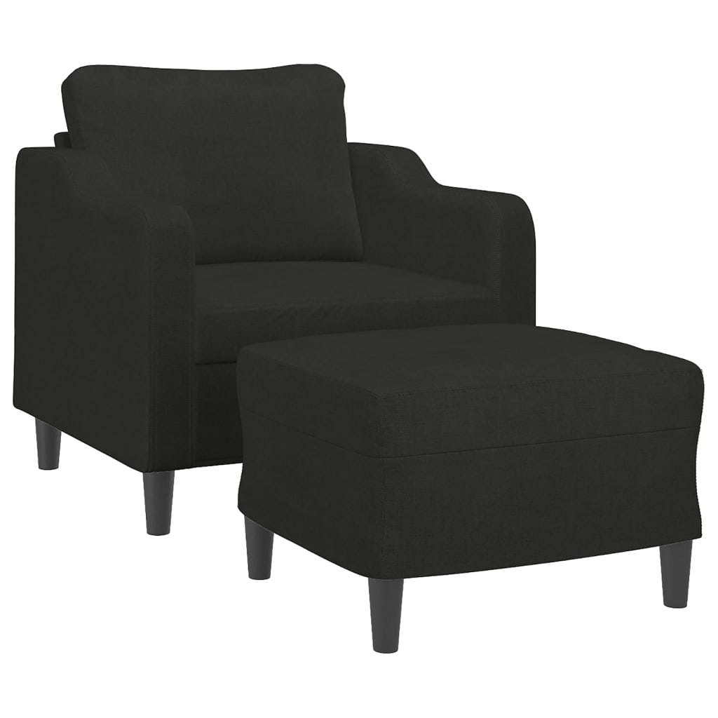Poltrona com apoio de pés 60 cm tecido preto