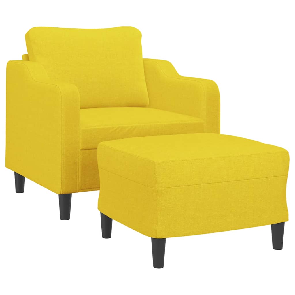 Poltrona com apoio de pés 60 cm tecido amarelo-claro