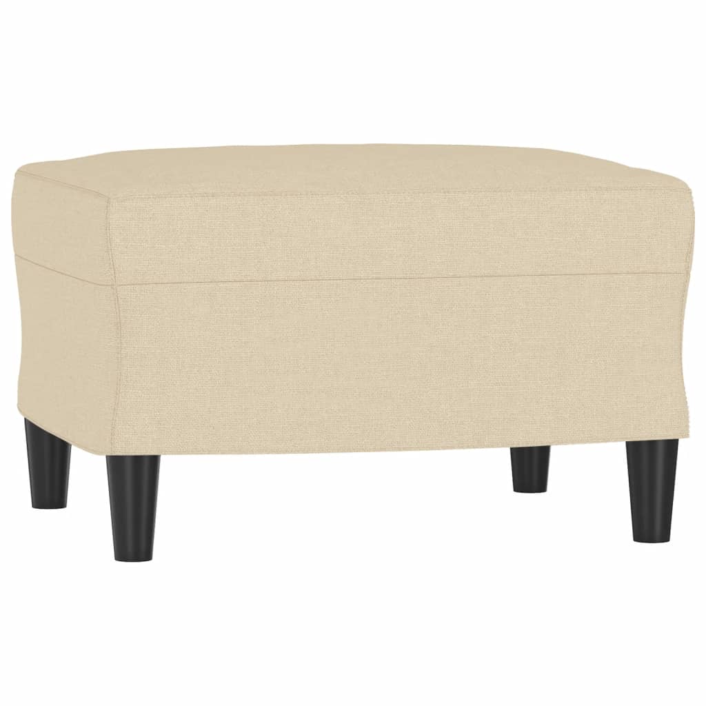 Sofá de 3 lugares com apoio de pés 180 cm tecido cor creme