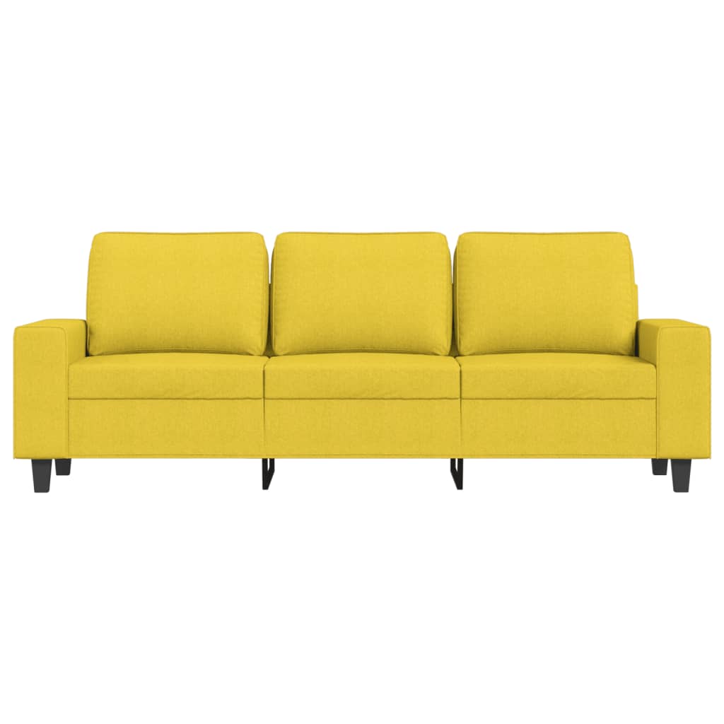 Sofá de 3 lugares com apoio de pés 180 cm tecido amarelo-claro