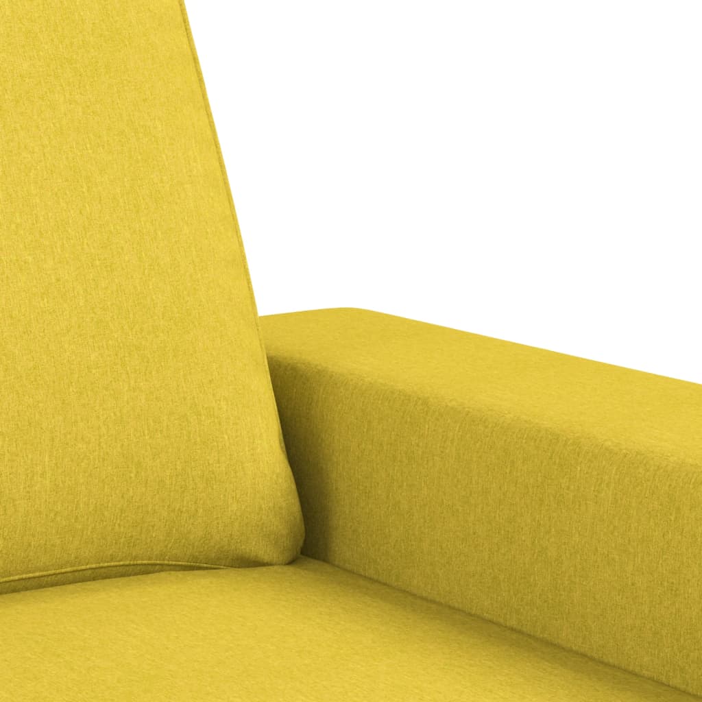 Sofá de 3 lugares com apoio de pés 180 cm tecido amarelo-claro