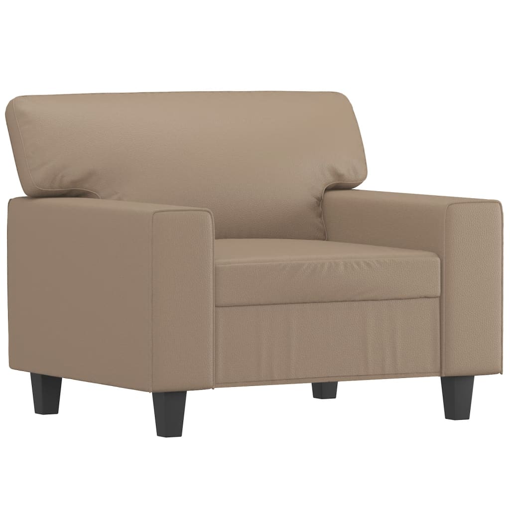Poltrona com apoio de pés 60 cm couro artificial cappuccino