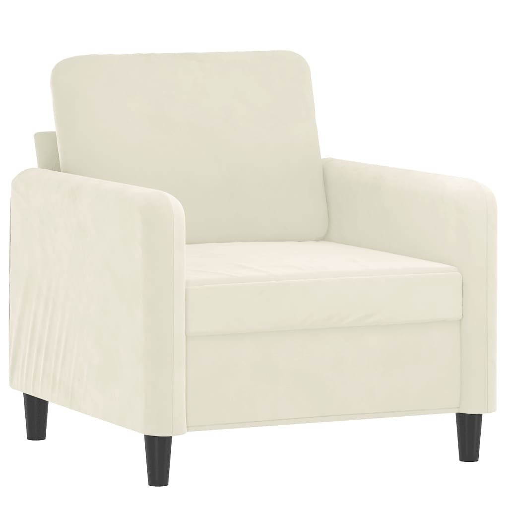 Poltrona com apoio de pés 60 cm veludo cor creme