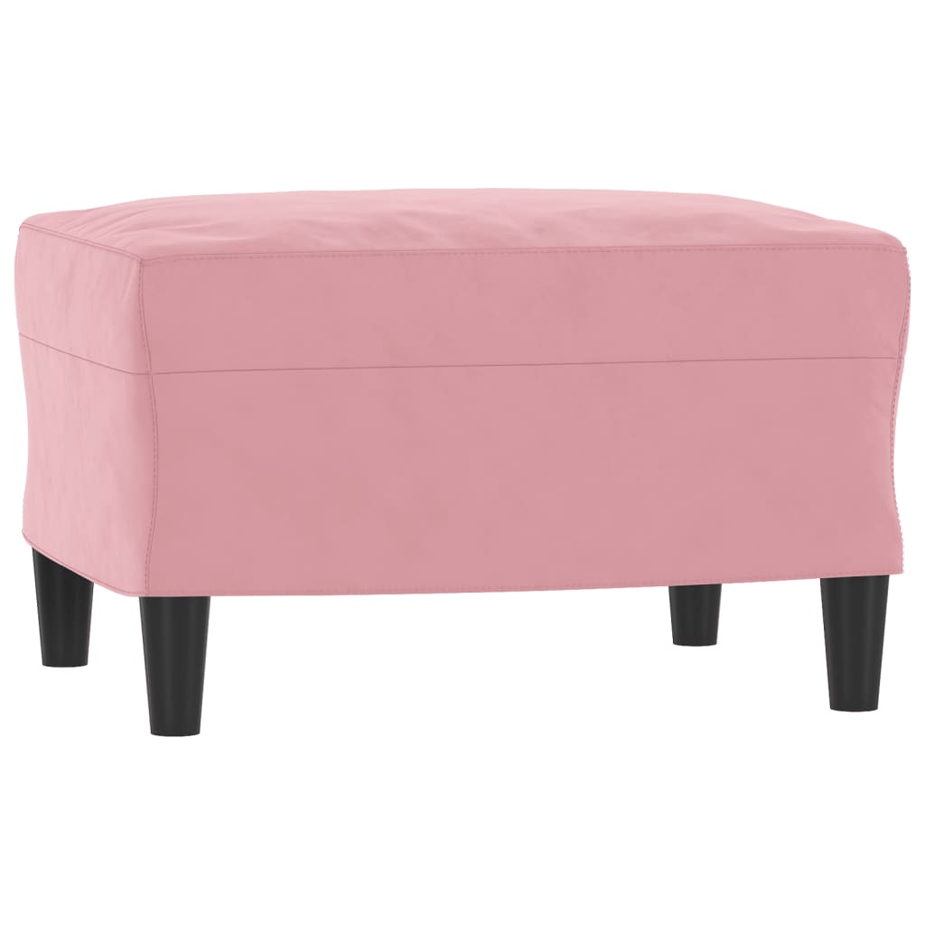 Sofá de 3 lugares com apoio de pés 180 cm veludo rosa