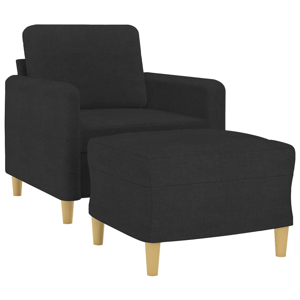 Poltrona com apoio de pés 60 cm tecido preto