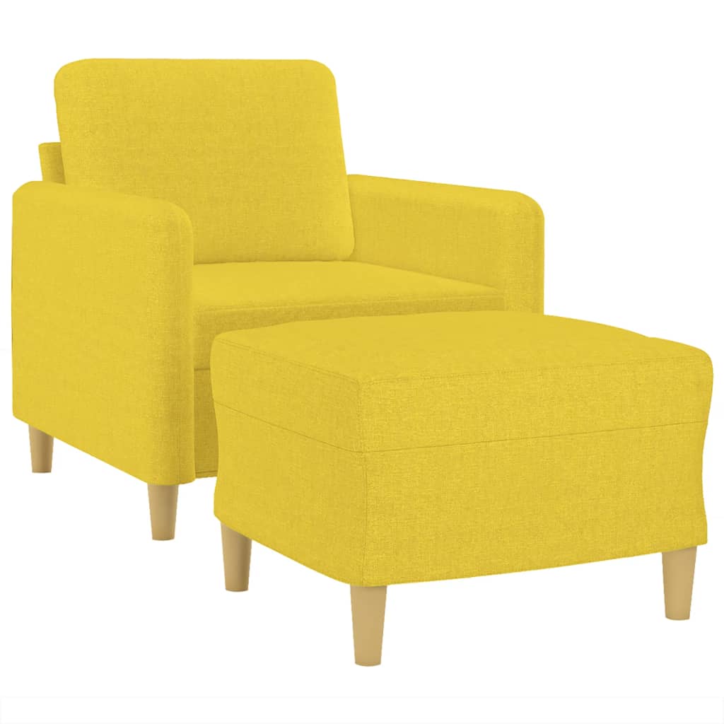 Armchair with footrest 60 cm light yellow fabric