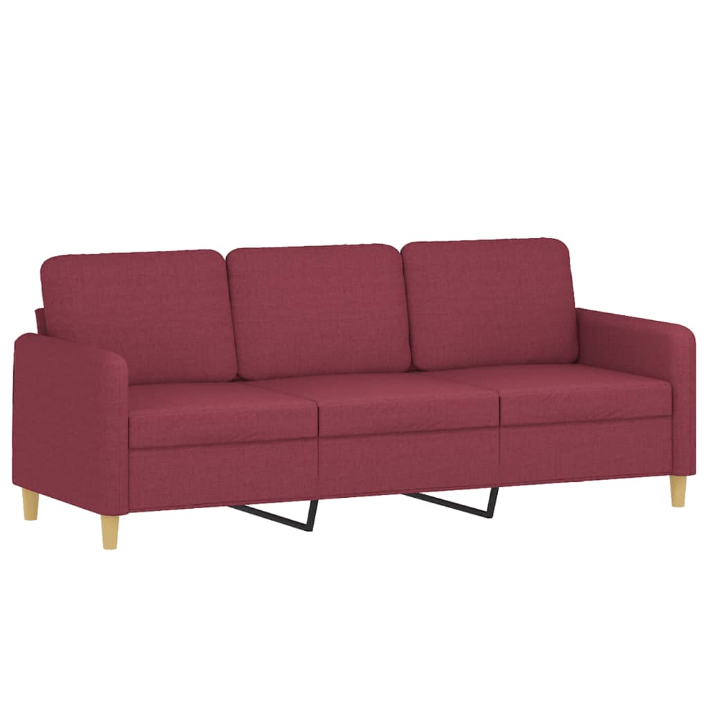 Sofá de 3 lugares com apoio de pés 180 cm tecido vermelho tinto