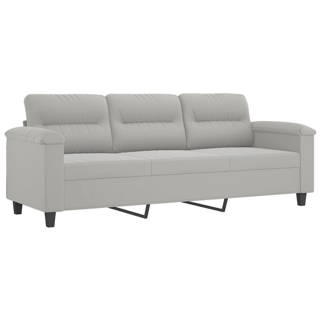 Sofá 3 lugares c/ apoio de pés 180 cm microfibra cinza-claro
