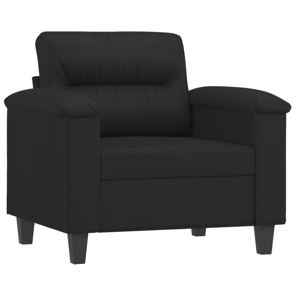 Poltrona com apoio de pés couro artificial 60 cm preto