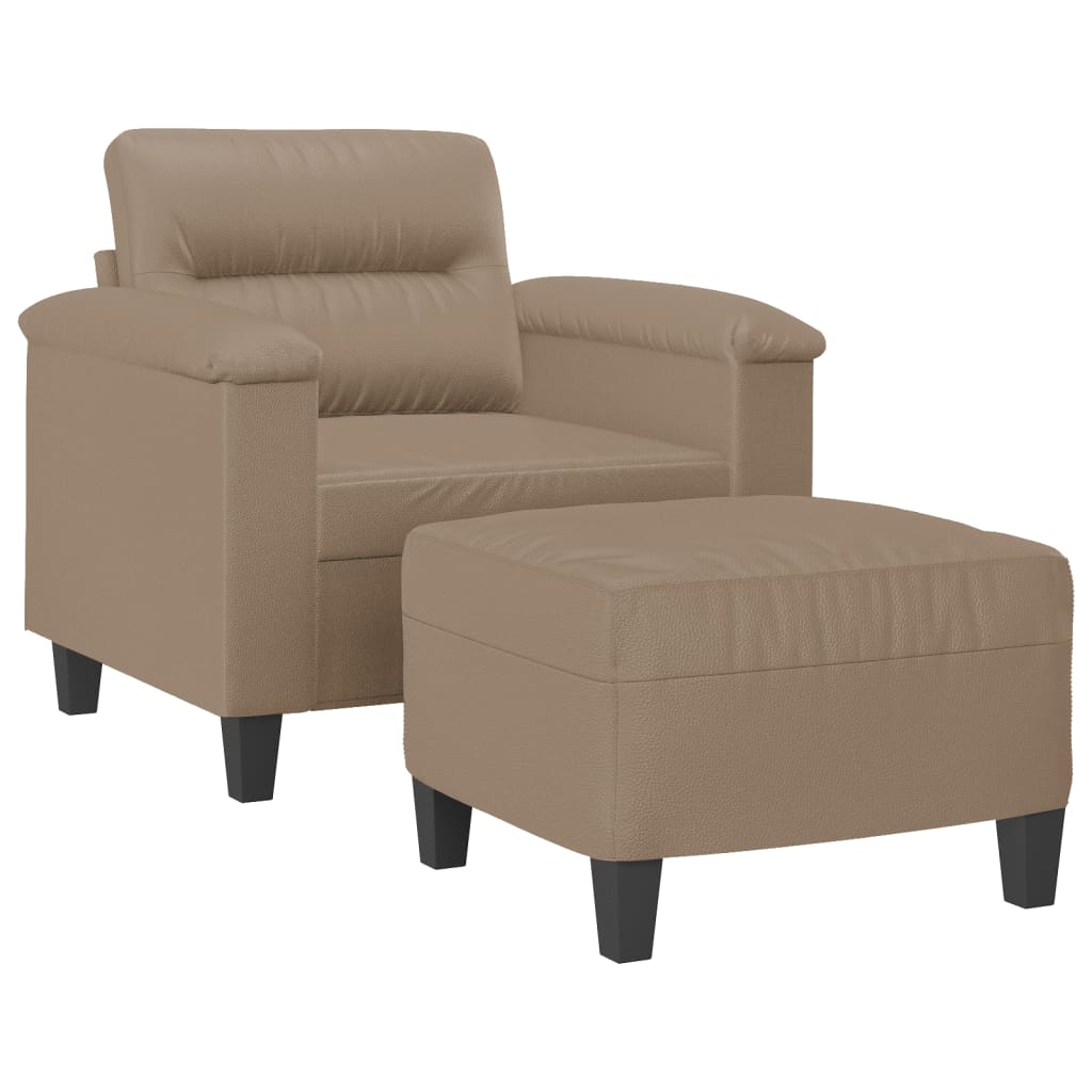 Poltrona com apoio de pés 60 cm couro artificial cappuccino
