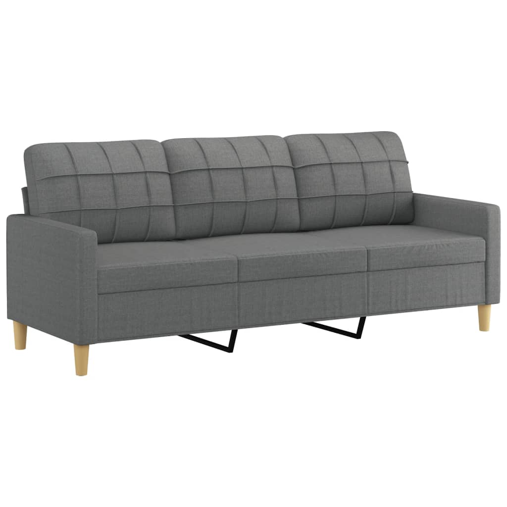 3 pcs sofa set with cushions dark grey fabric