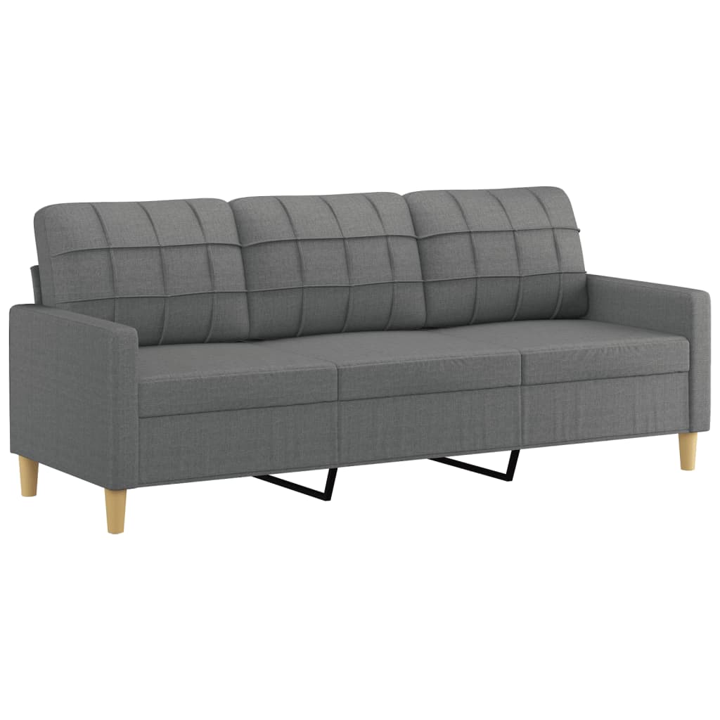 4 pcs conjunto de sofás com almofadões tecido cinzento-escuro