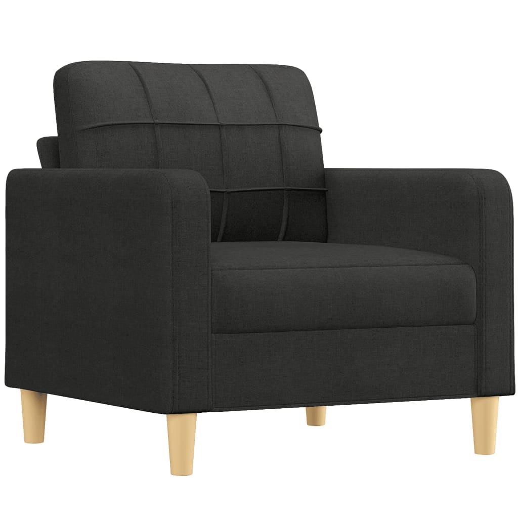 4 pcs conjunto de sofás com almofadões tecido preto