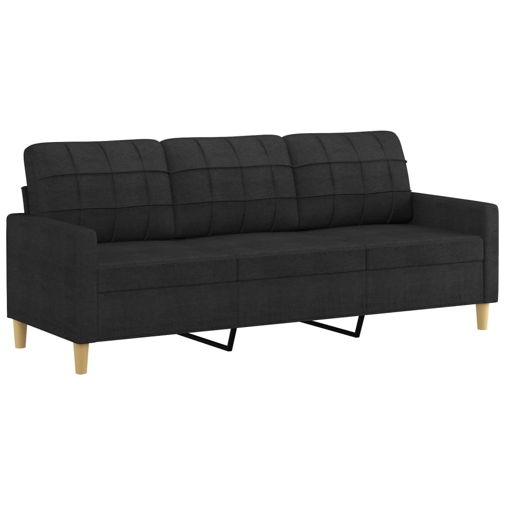 4 pcs conjunto de sofás com almofadões tecido preto