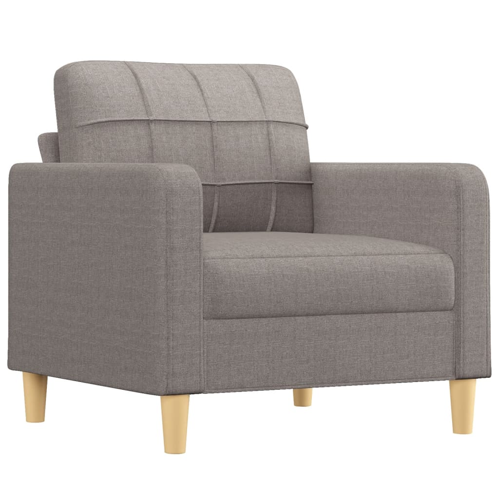 3 pcs conjunto de sofás com almofadas tecido cinza-acastanhado