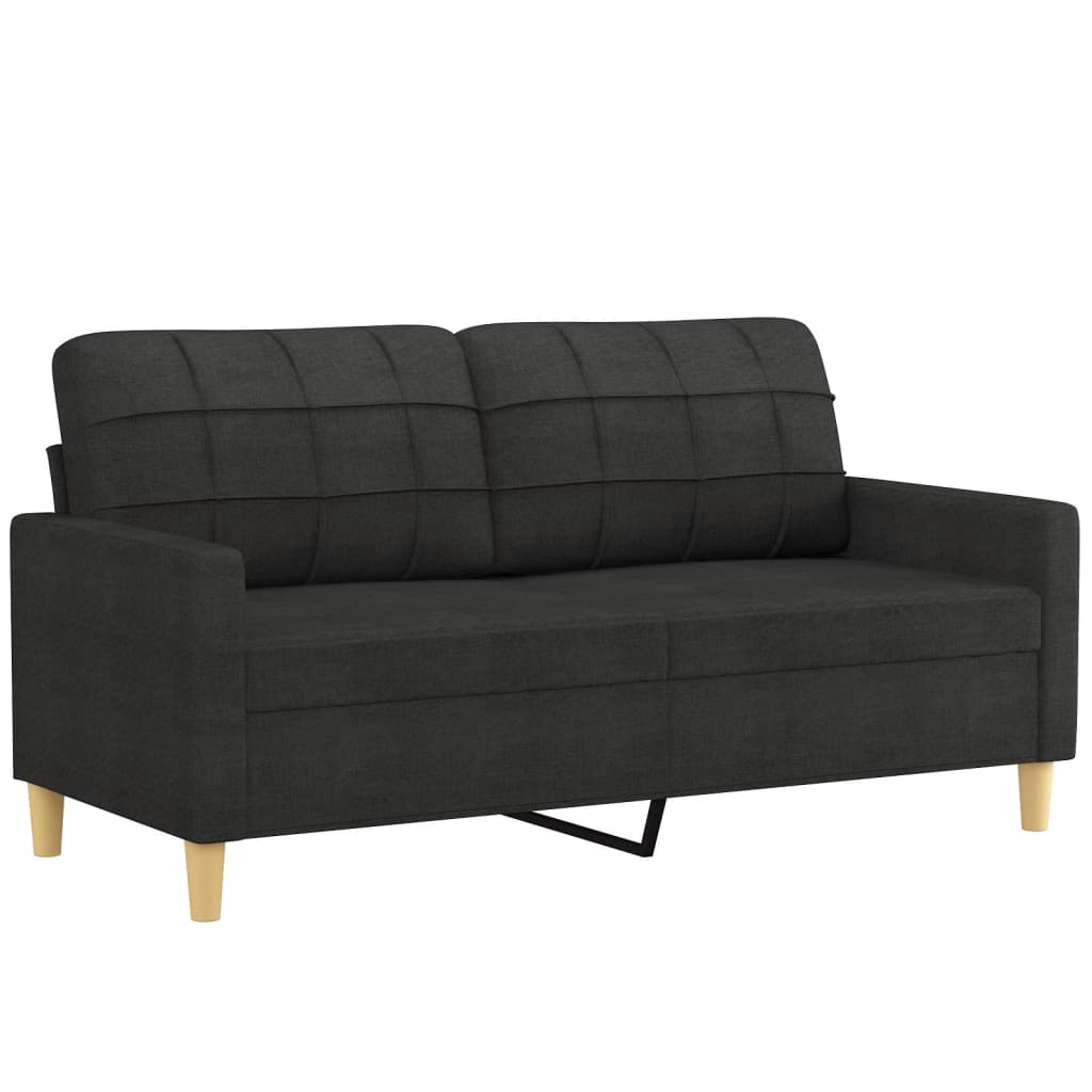 2 pcs conjunto de sofás com almofadões tecido preto