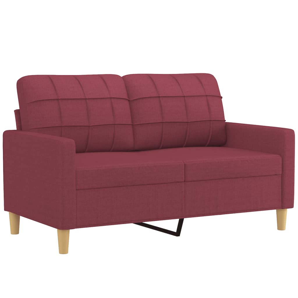 2 pcs conjunto de sofás com almofadões tecido vermelho tinto