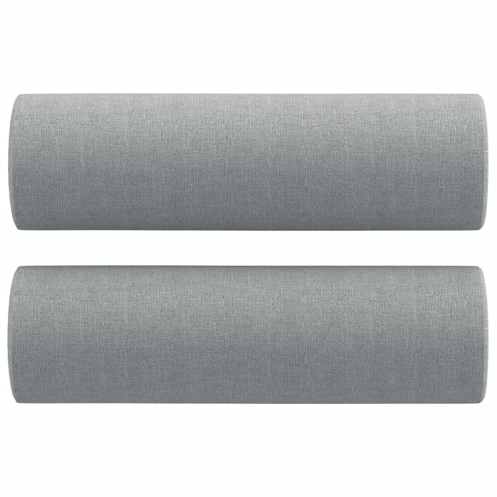 3 pcs conjunto de sofás com almofadas tecido cinzento-claro
