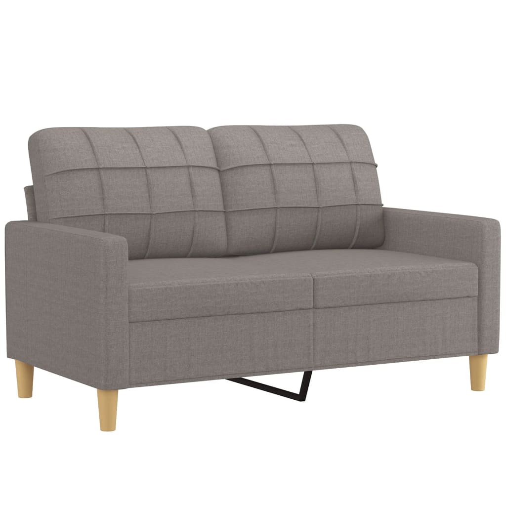 3 pcs conjunto de sofás com almofadas tecido cinza-acastanhado