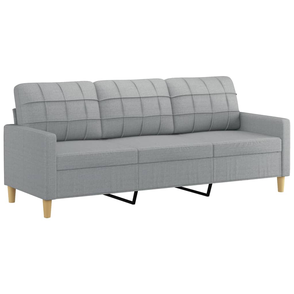 3 pcs conjunto de sofás com almofadões tecido cinzento-claro