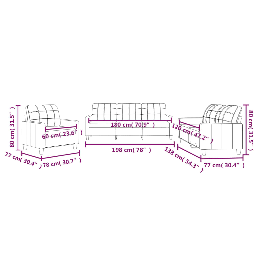 3 pcs conjunto de sofás c/ almofadões couro artificial cinzento