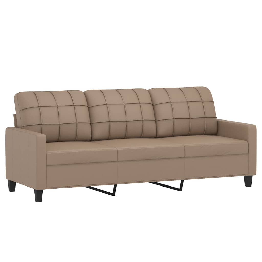 3 pcs sofa set with cushions faux leather cappuccino
