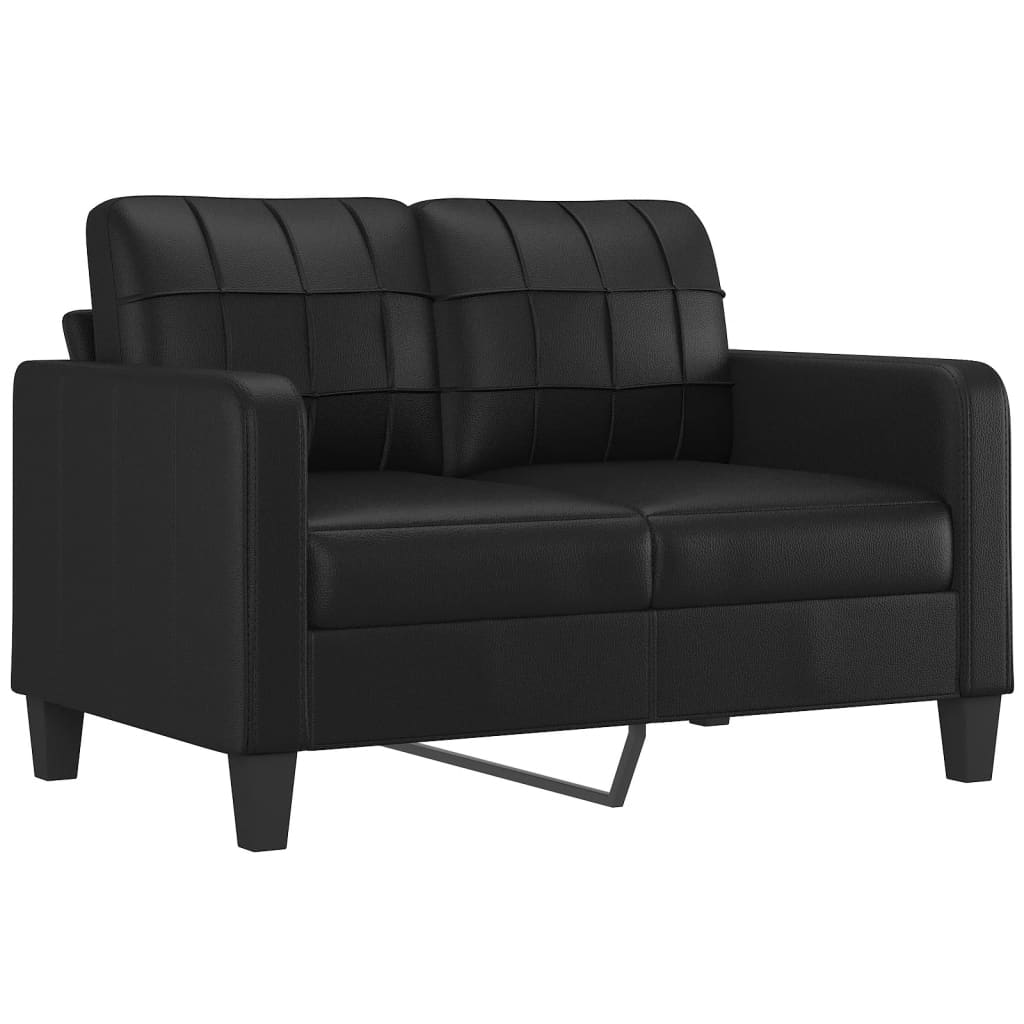 4 pcs conjunto de sofás com almofadões couro artificial preto