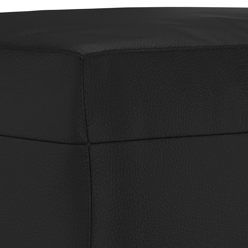 4 pcs conjunto de sofás com almofadões couro artificial preto