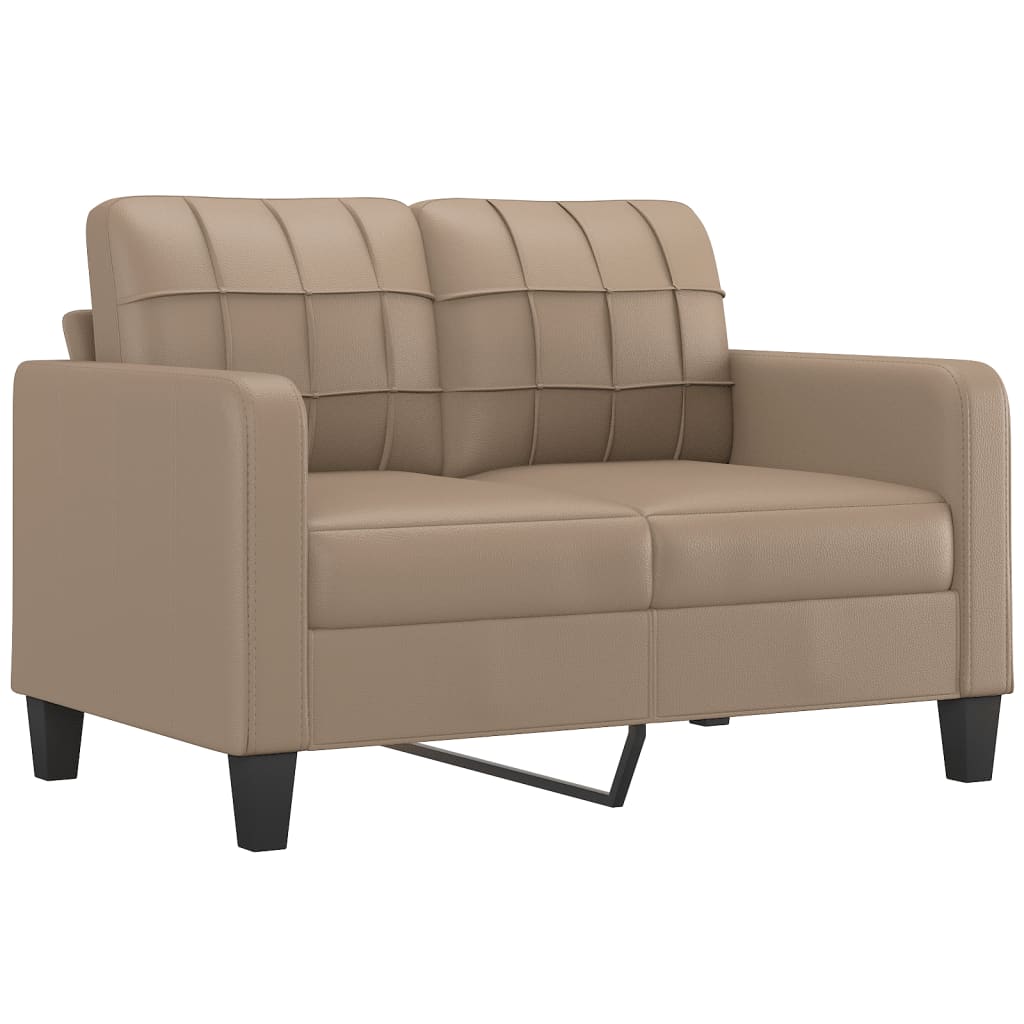 4 pcs conjunto sofás c/ almofadões couro artif. cor cappuccino