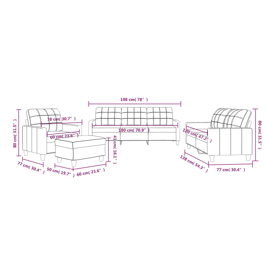 4 pcs conjunto sofás c/ almofadões couro artif. cor cappuccino