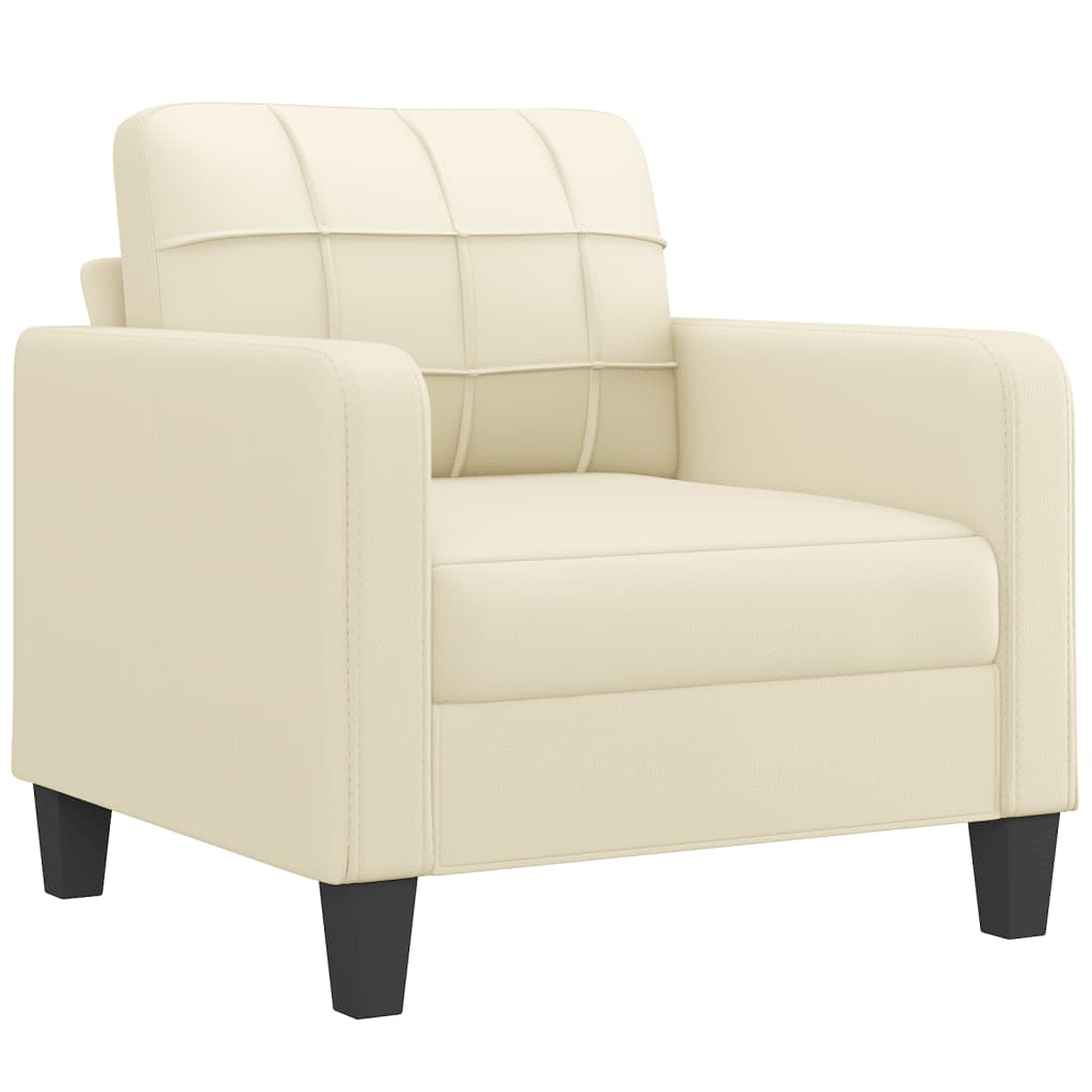 3 pcs conjunto de sofás com almofadas couro artificial creme