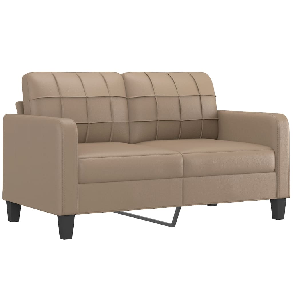 2 pcs sofa set with artificial leather cushions in cappuccino color