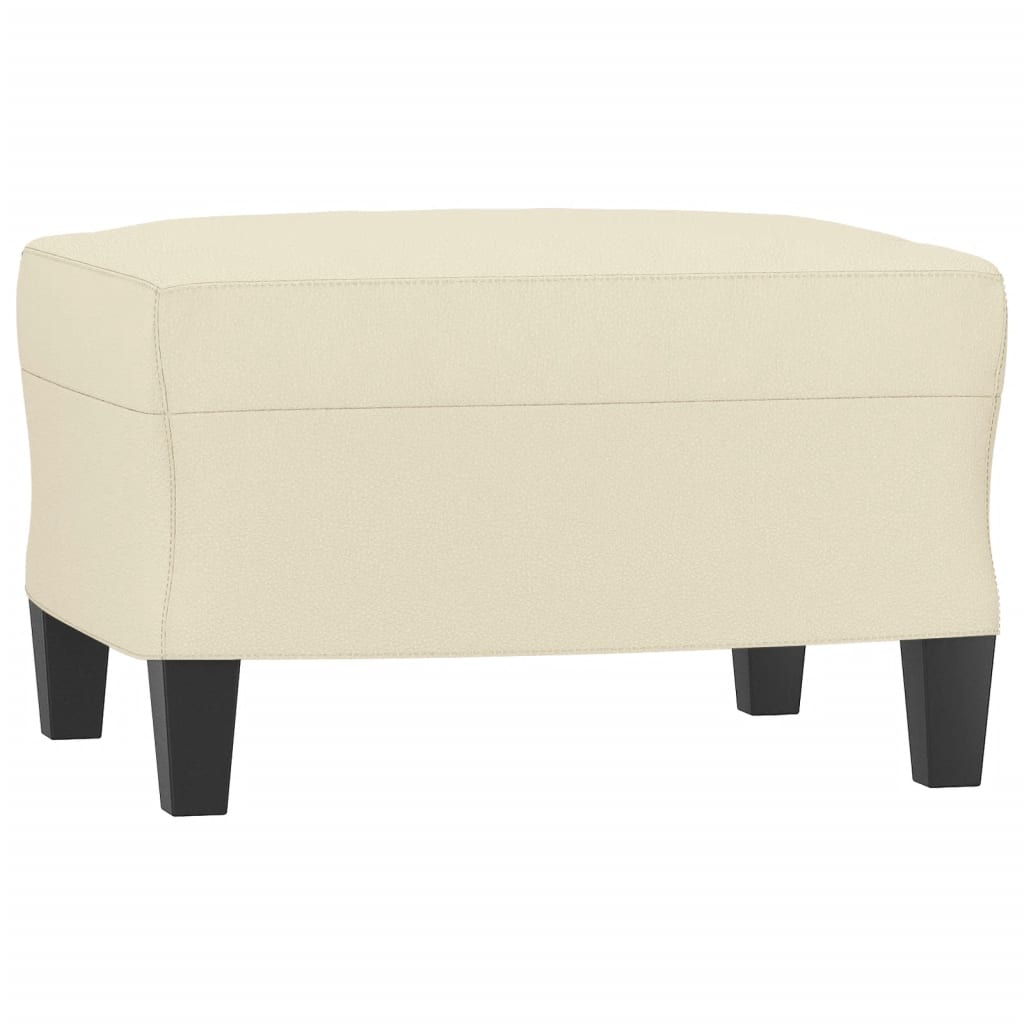 3 pcs conjunto sofás c/ almofadões couro artificial cor creme