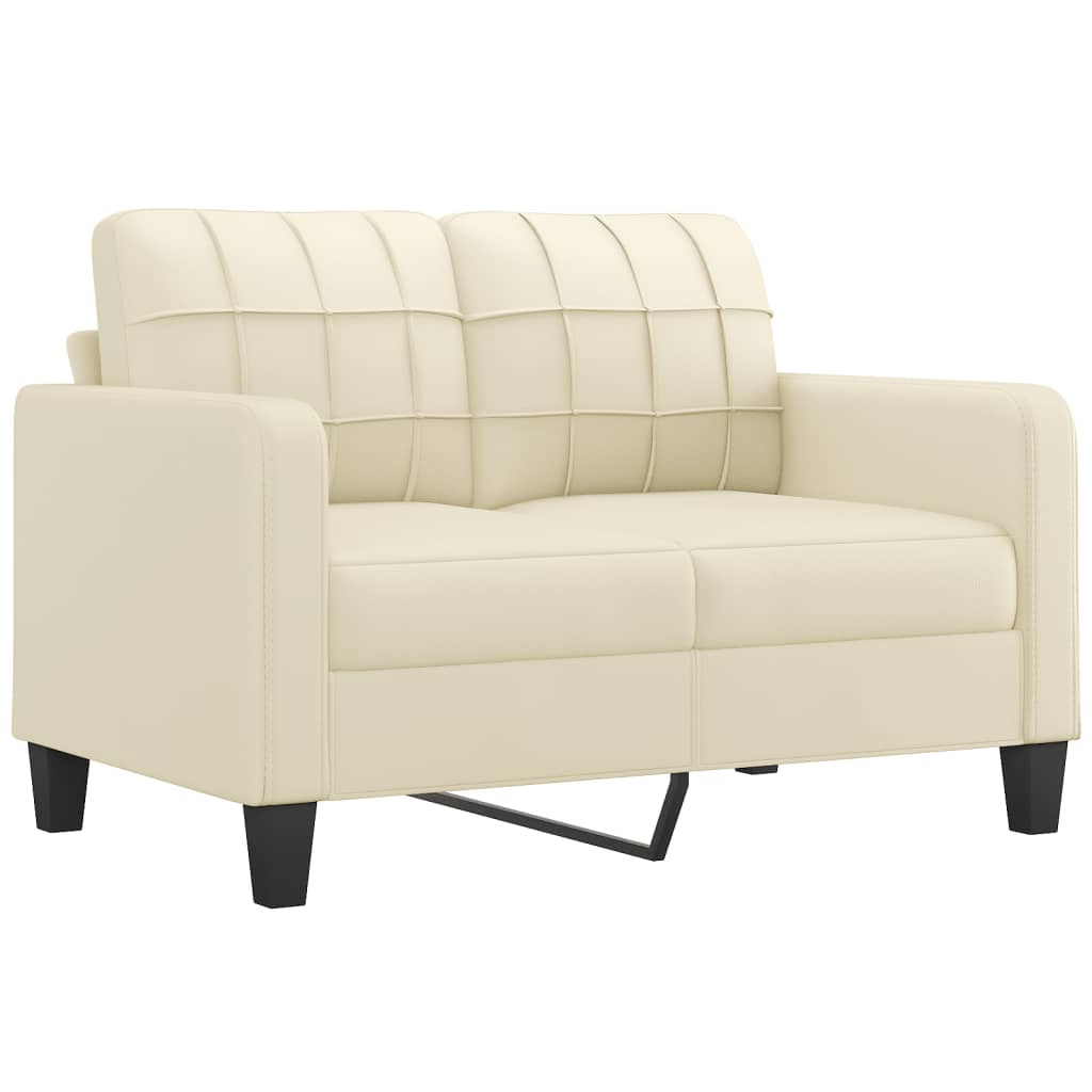 2 pcs conjunto de sofás com almofadas couro artificial creme