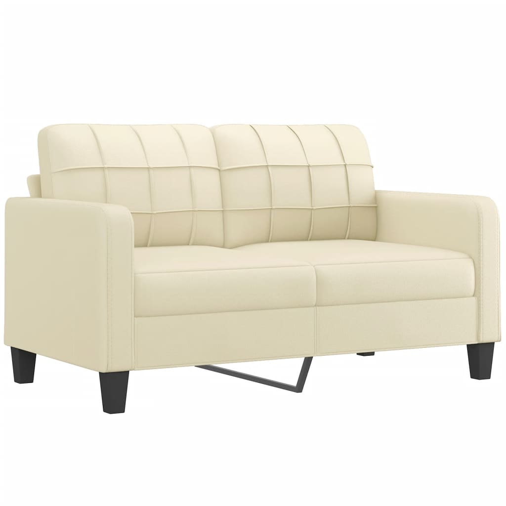 2 pcs conjunto de sofás com almofadas couro artificial creme