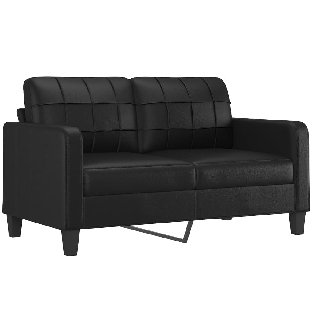 3 pcs conjunto de sofás com almofadas couro artificial preto