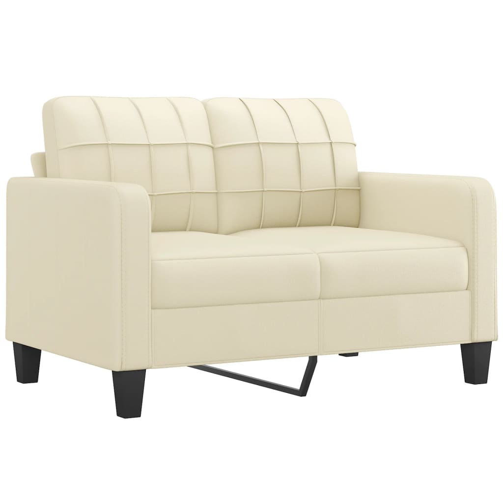 3 pcs conjunto de sofás com almofadas couro artificial creme