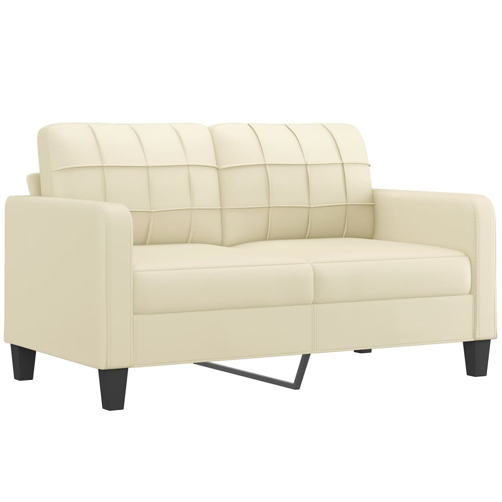 3 pcs conjunto de sofás com almofadas couro artificial creme