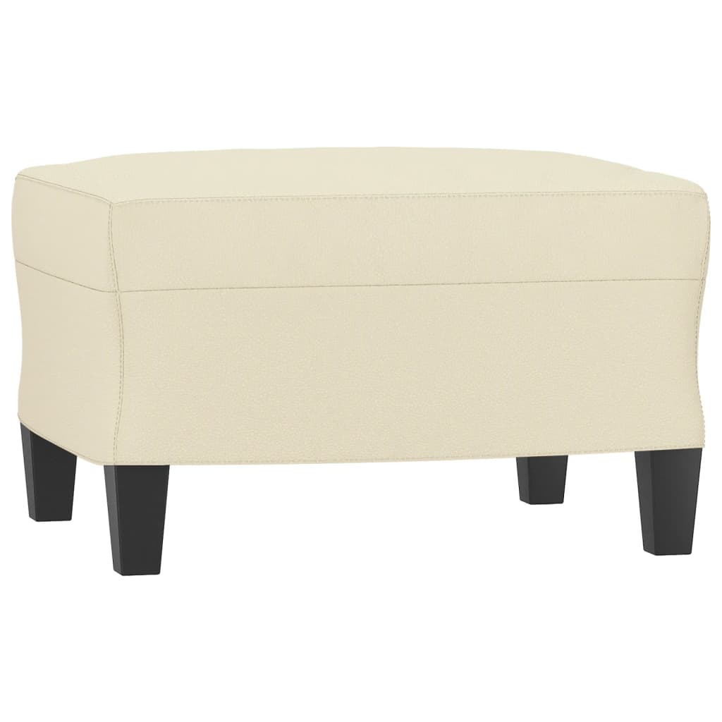 3 pcs conjunto de sofás com almofadas couro artificial creme