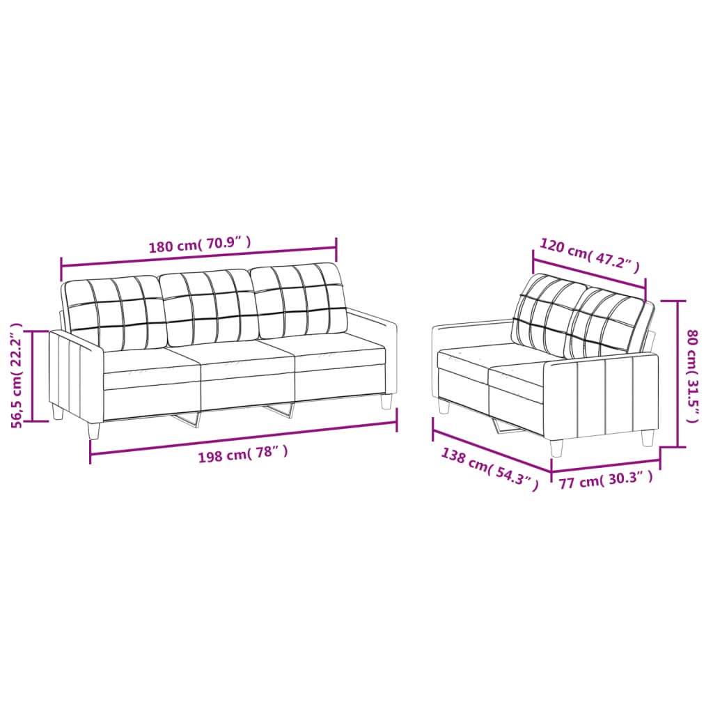 2 pcs sofa set with cushions cream colored artificial leather