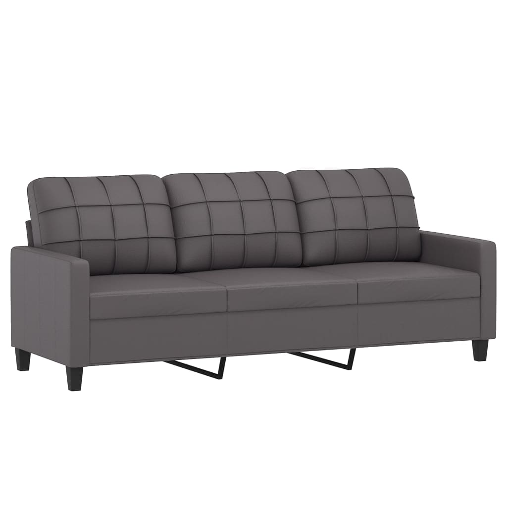 2 pcs conjunto de sofás c/ almofadões couro artificial cinzento