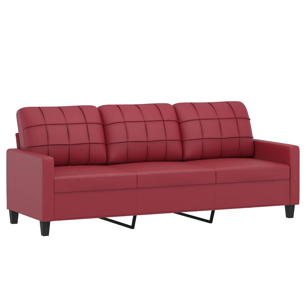2 pcs sofa set with red faux leather cushions