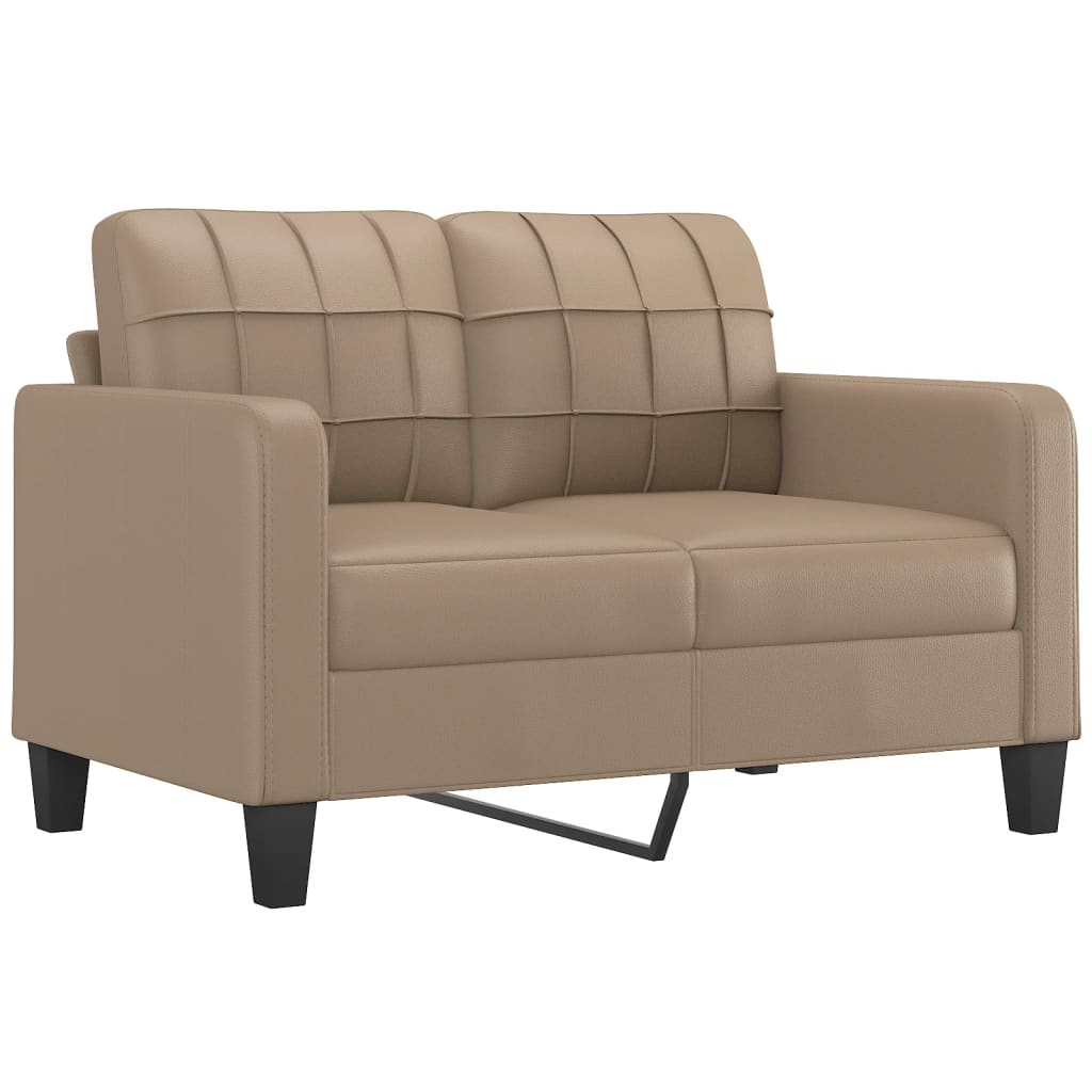 3 pcs conjunto sofás c/ almofadões couro artificial cappuccino