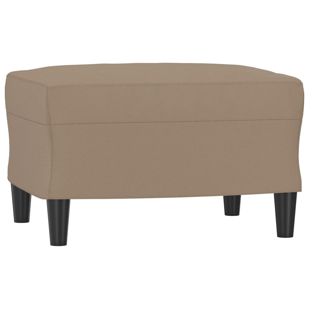 3 pcs conjunto sofás c/ almofadões couro artificial cappuccino