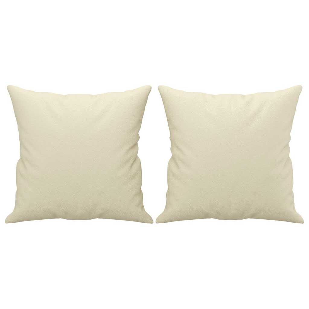 2 pcs conjunto de sofás com almofadas couro artificial creme