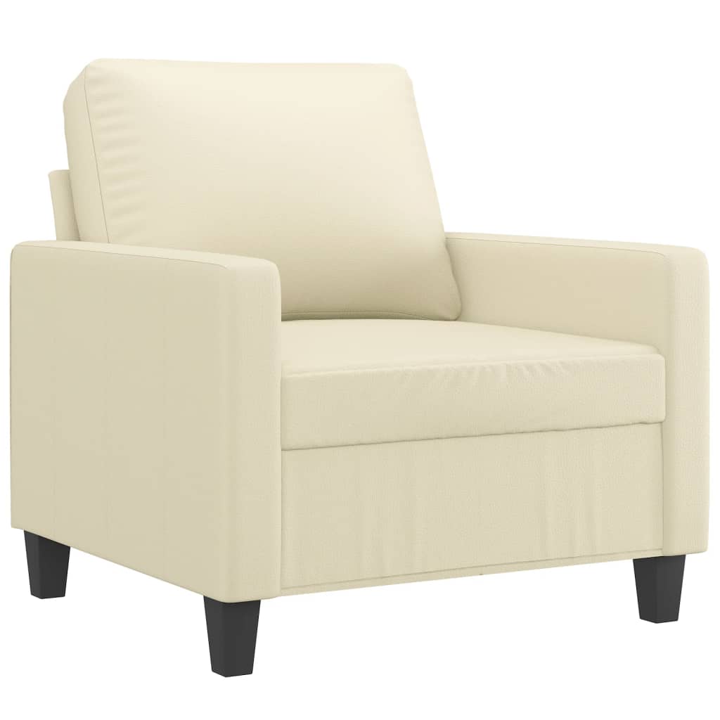 3 pcs sofa set with cushions cream colored artificial leather