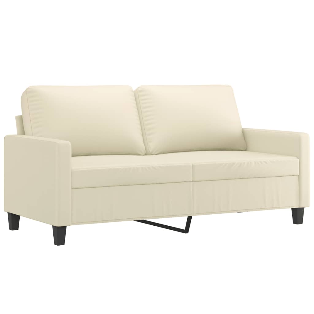 2 pcs sofa set with cushions cream colored artificial leather